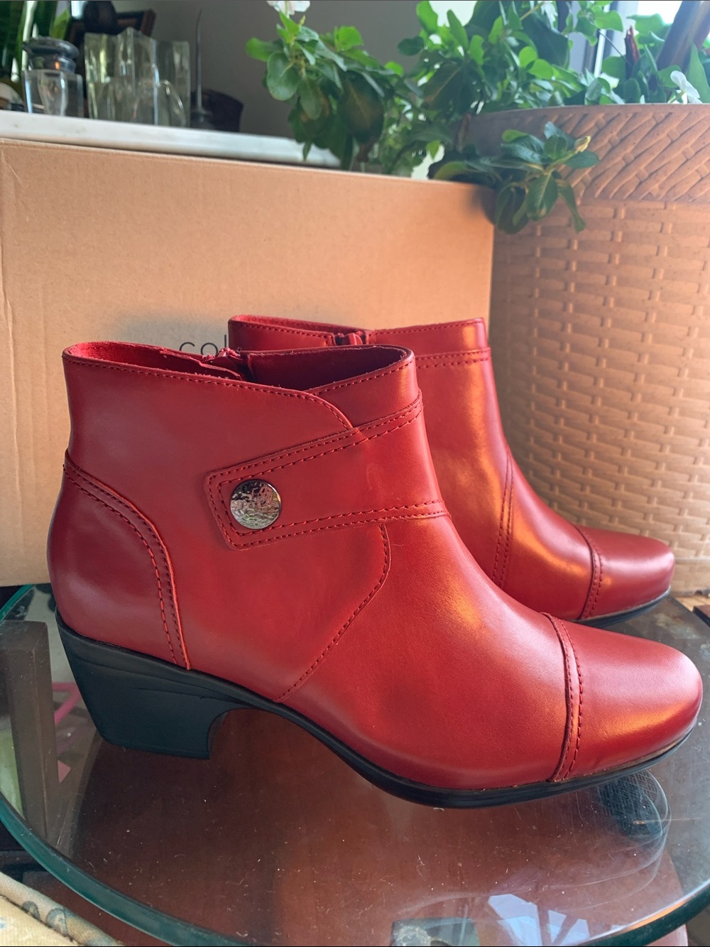 Clarks Chukka Boots in Red Leather - Emily Caille
